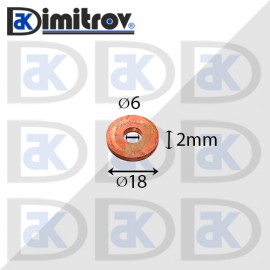 Дифтунга Ø  6 х Ø 18 х 2 mm медна
